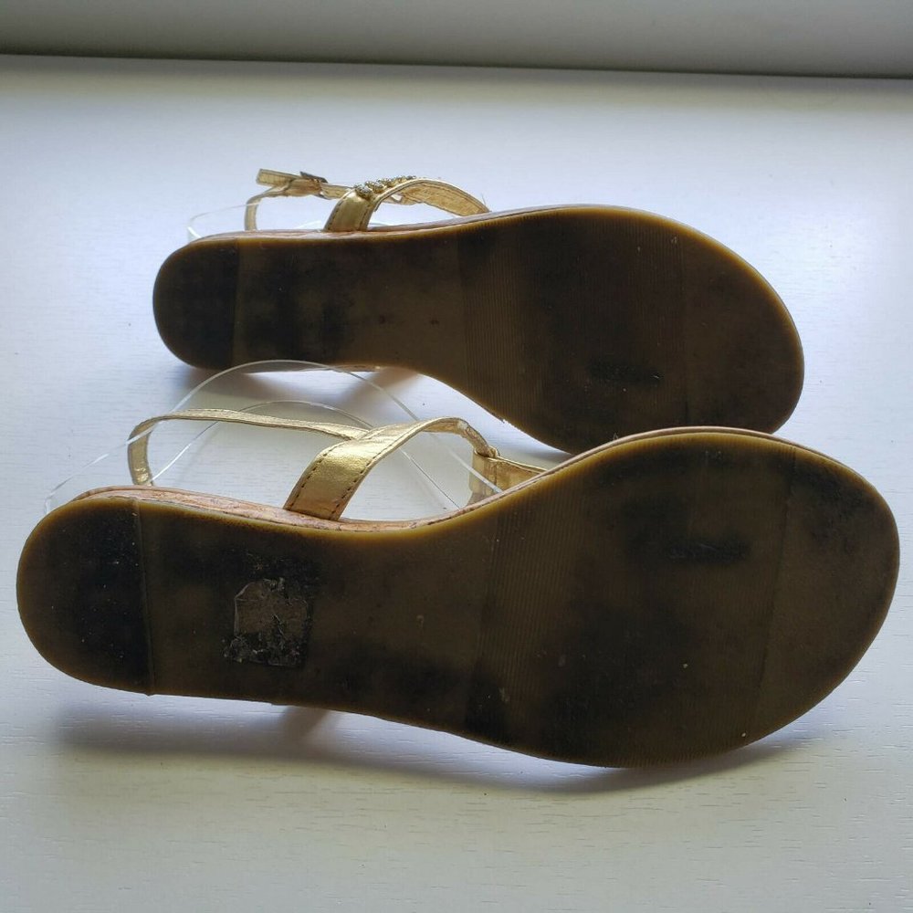 Fahrenheit Metalic Gold Sandals w/ Rhinestones - Picture 9 of 10